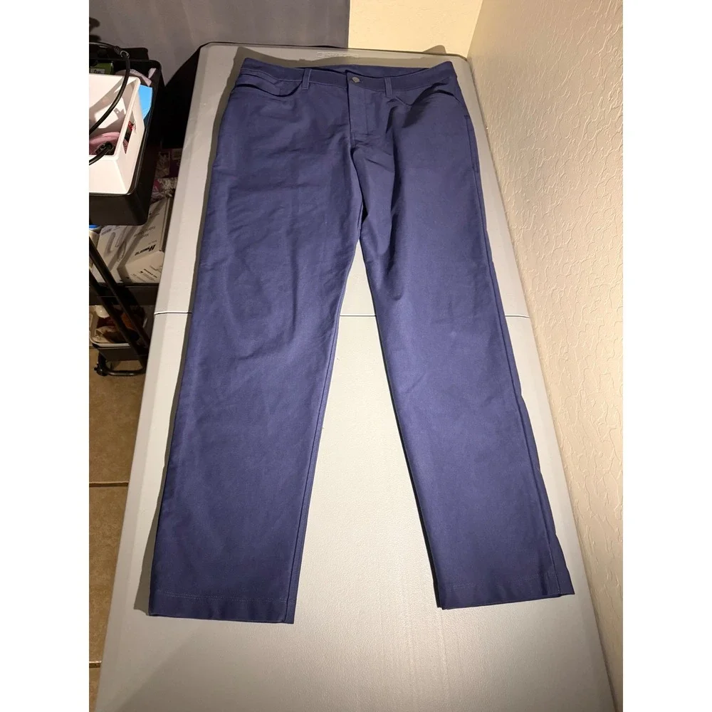 Lululemon ABC Pant Classic-Fit 32 Warpstreme Navy Blue Mens 36 LM5AQJS